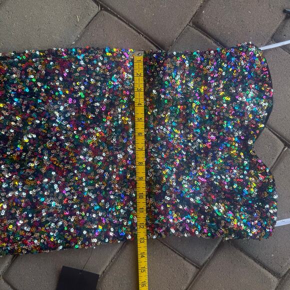 Lulus All that Dazzle Silver Multi Sequin Strapless Bodycon Mini Dress - Picture 4 of 10